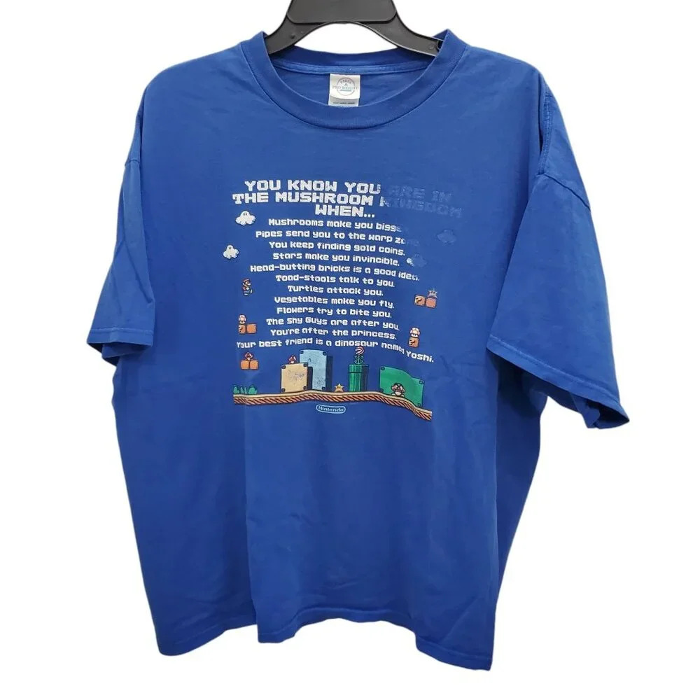 Delta Pro Weight Y2K Mario Bros Mushroom Kingdom Trashed Gamer‎ Tee USA Adult XL